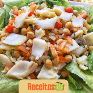 Salada de Grão de Bico com Bacalhau