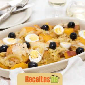 Bacalhau espiritual com batatas e cebola