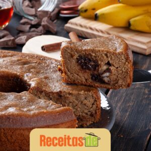 Bolo de Banana com Calda de Chocolate