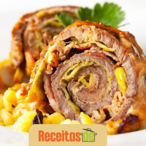 Rocambole de Carne Moída com Queijo e Presunto