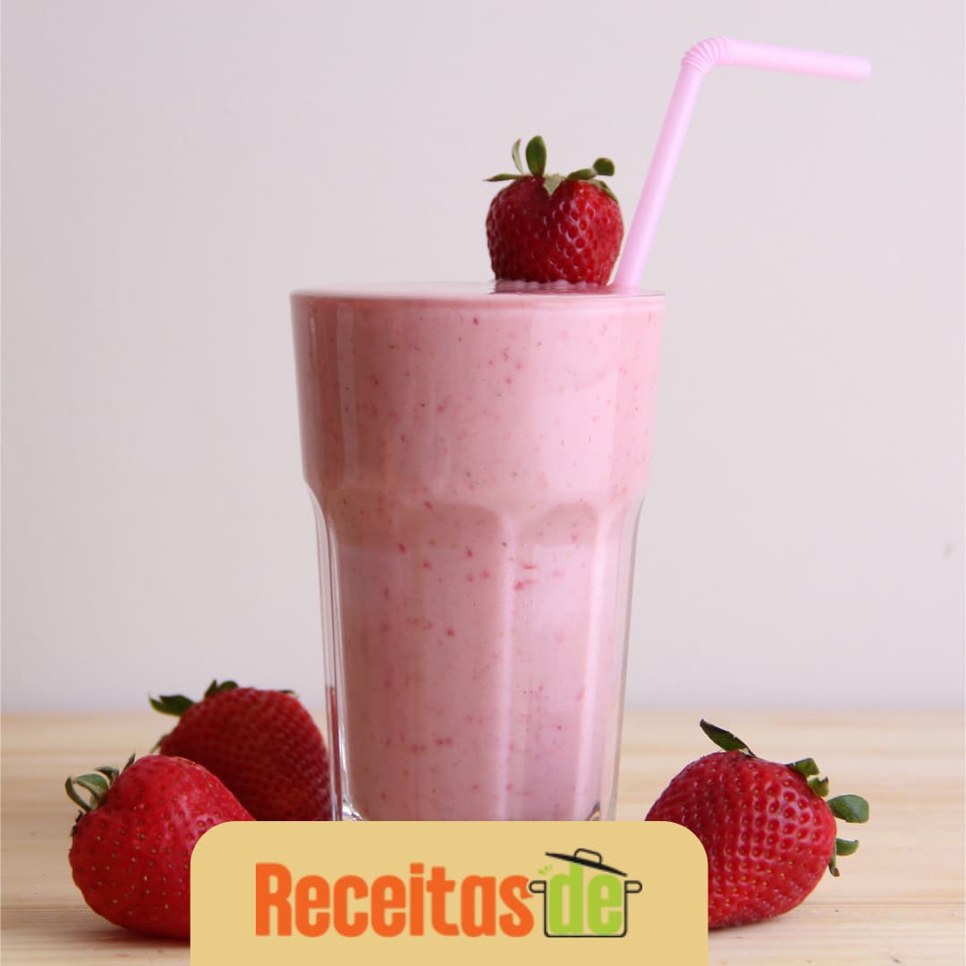 Receita de Milkshake Light de Morango