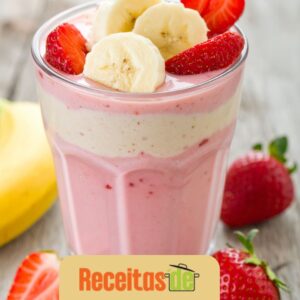 Vitamina de Morango e Iogurte