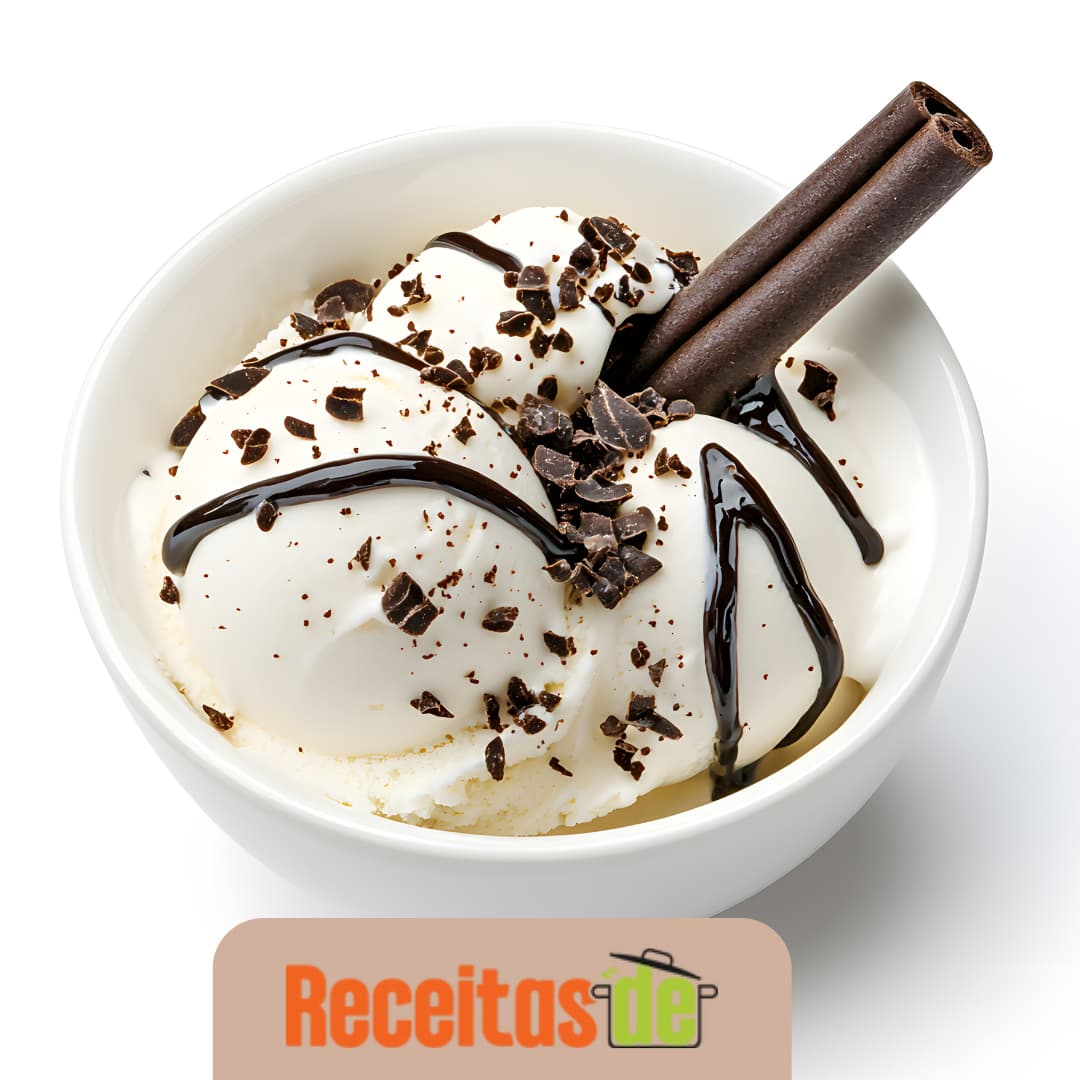 Sorvete de Creme com Cobertura de Chocolate
