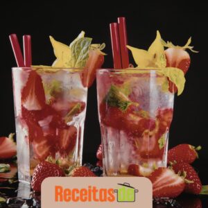 Receita de Espumante com Morangos e Hortelã