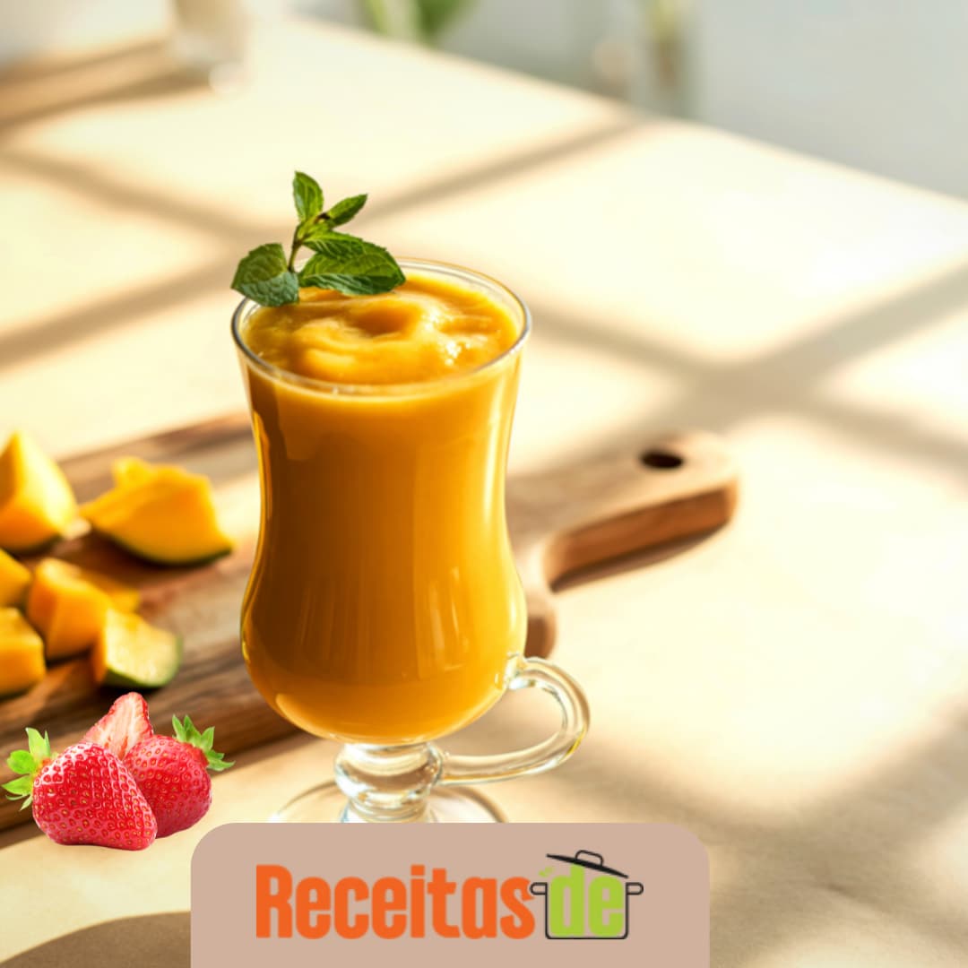 Receita de Vitamina Refrescante de Manga e Morango